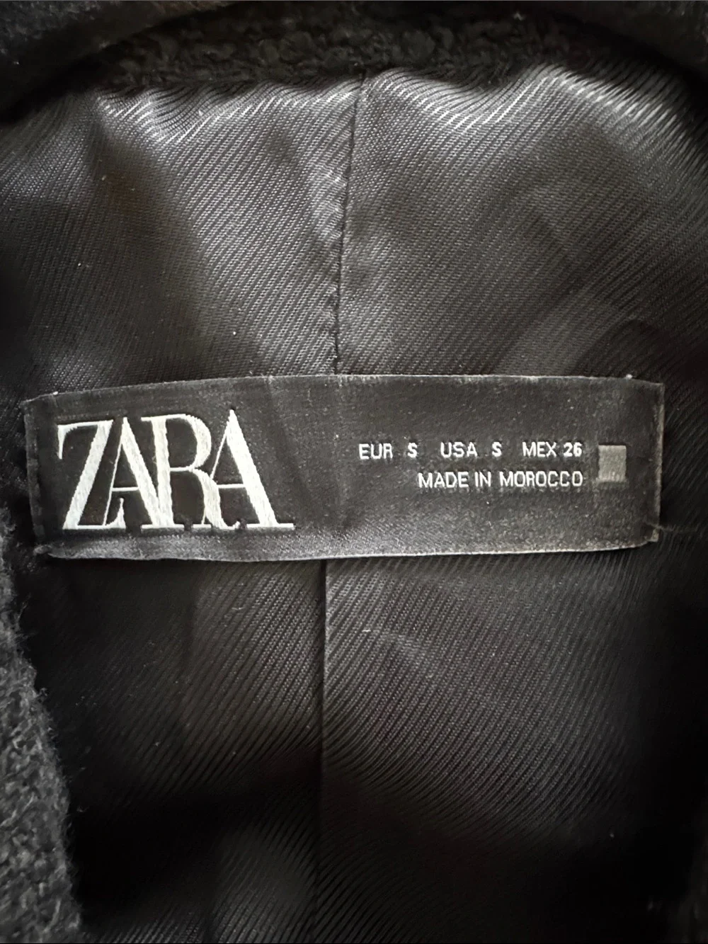 ZARA Tweed Textured Weave Double Breasted Blazer Black Gold Buttons Size Small